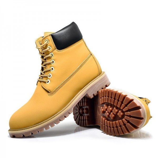 Martin boots men's high top in winter to help men in the yellow overalls casual casual cotton and snow boots tide