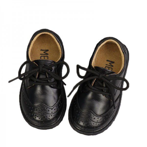 Spring and autumn boys' and girls' students' black leather shoes and leather children's shoes
