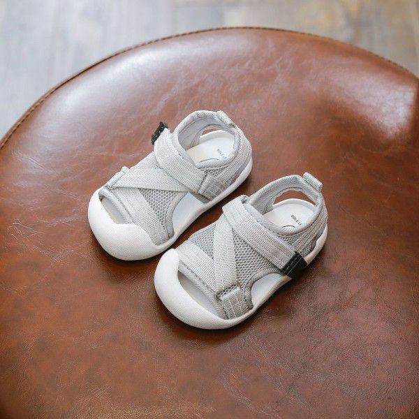 2020 summer new children's shoes 0-1-3-year-old baby's Webbing anti kicking Baotou sandals baby's soft bottom walking shoes