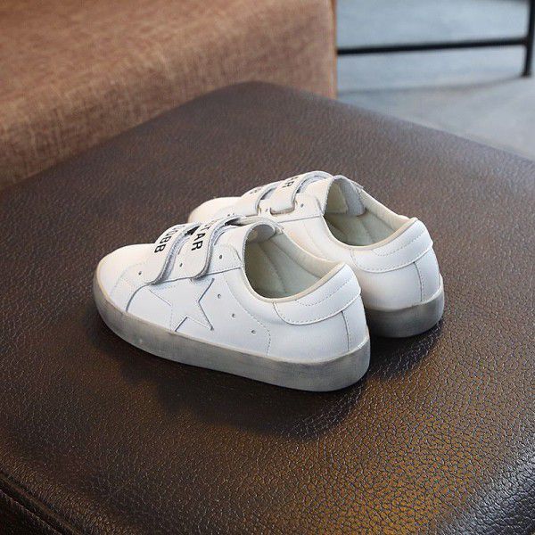 New men's and women's children's used casual shoes leather color magic stick rubber antiskid dirty little white shoes
