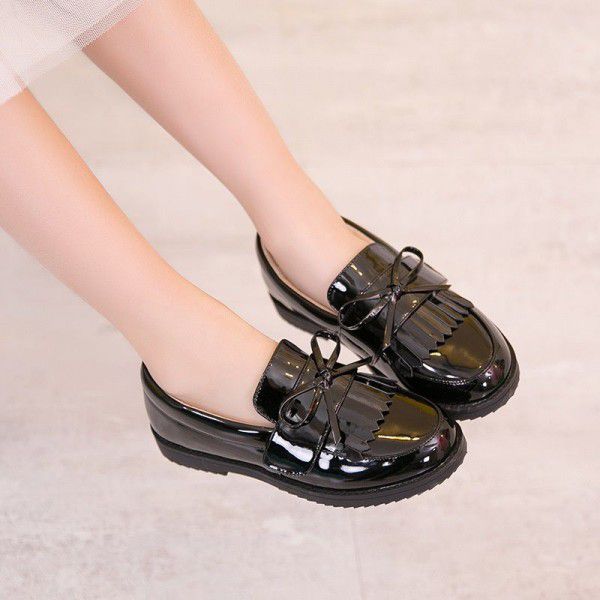 Girls' shoes spring 2020 new children's single shoes soft soled princess shoes British style black student performance shoes
