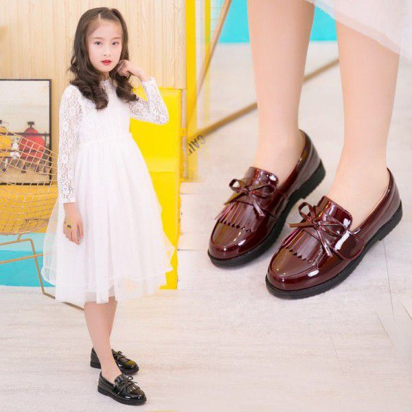 Girls' shoes spring 2020 new children's single shoes soft soled princess shoes British style black student performance shoes
