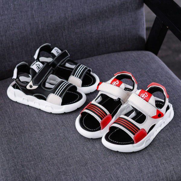 Korean fashion children's sandals boy 2020 summer new color matching soft sole comfortable casual all-around beach shoes man
