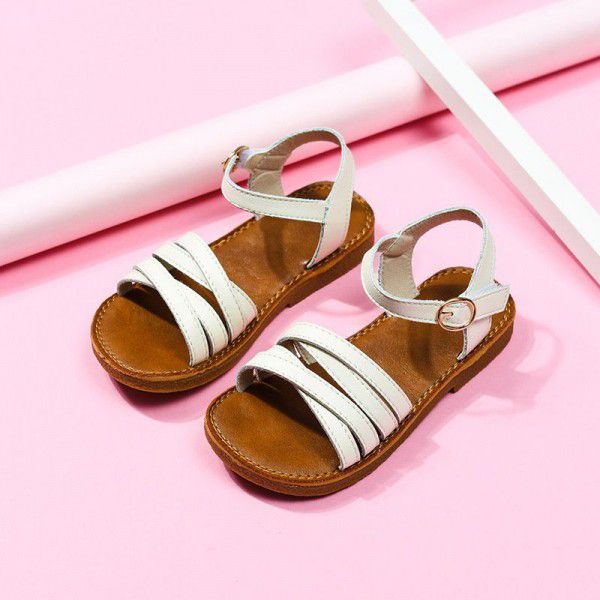 Girls' fashion little girls' sandals 2019 summer new children's leather soft sole shoes student princess shoes