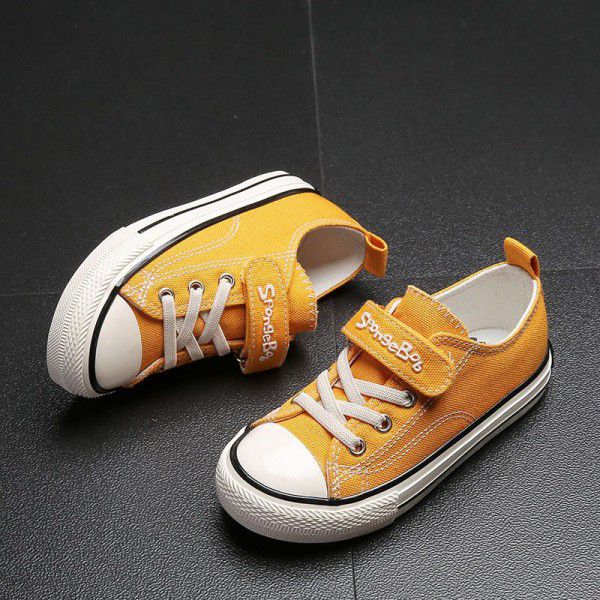 Sponge baby 2019 new versatile shoes breathable casual cloth shoes low top Velcro children's canvas shoes 7151