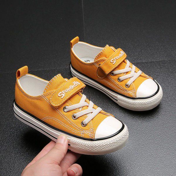 Sponge baby 2019 new versatile shoes breathable casual cloth shoes low top Velcro children's canvas shoes 7151