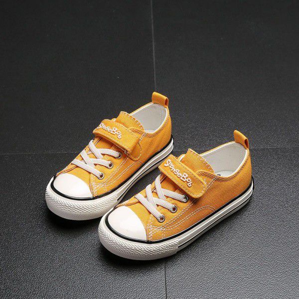 Sponge baby 2019 new versatile shoes breathable casual cloth shoes low top Velcro children's canvas shoes 7151