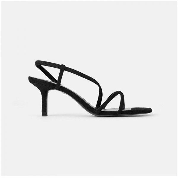 Zara JL sandals women's 2019 new black stiletto students' all-around high-heeled shoes with open toe elastic band fashion shoes
