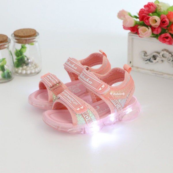 Children's shoes 2020 summer new boys' sandals baby shoes children's beach shoes flash girls' sandals wholesale