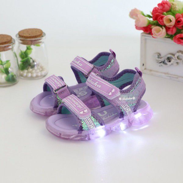 Children's shoes 2020 summer new boys' sandals baby shoes children's beach shoes flash girls' sandals wholesale