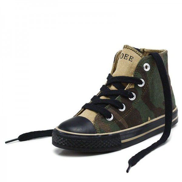 20 cool camouflage high top children's canvas shoes boys girls shoes lace up school field military training cloth shoes wholesale