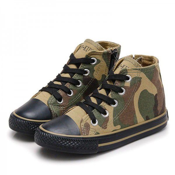 20 cool camouflage high top children's canvas shoes boys girls shoes lace up school field military training cloth shoes wholesale