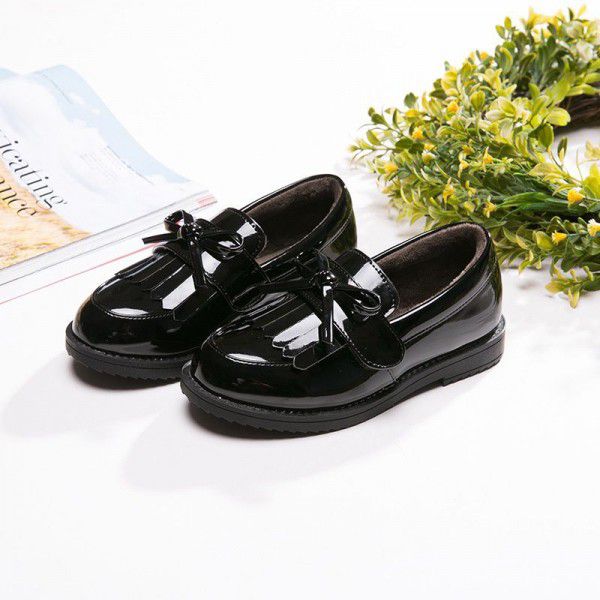 Girls' shoes spring 2020 new children's single shoes soft soled princess shoes British style black student performance shoes
