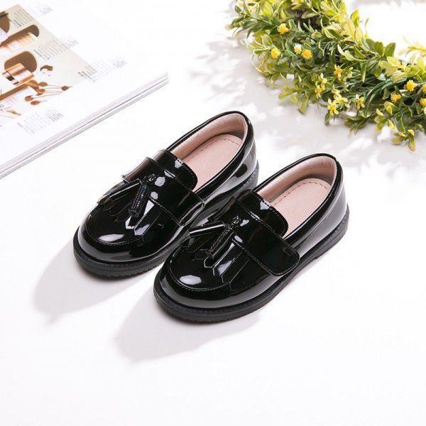 Girls' shoes spring 2020 new children's single shoes soft soled princess shoes British style black student performance shoes
