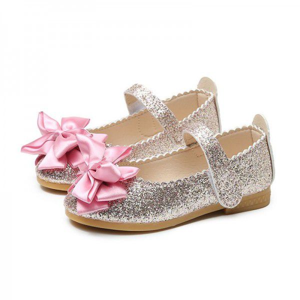 2020 new children's shoes summer Korean girls' single shoes bright leather princess shoes bow leather shoes flat shoes elegant