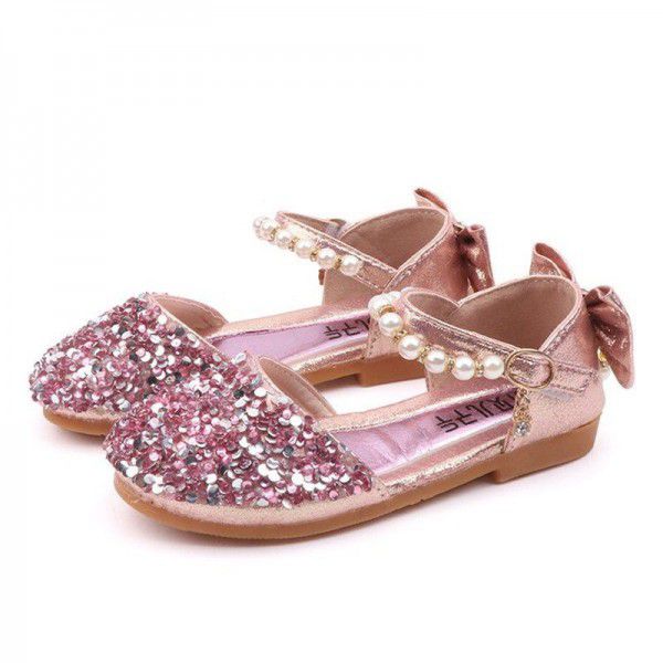 Girls Princess Shoes 2020 spring new soft bottom sandals wholesale Korean crystal shoes girls Doudou shoes children's leather shoes