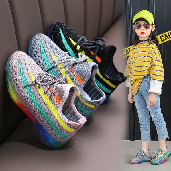 Children's sports shoes spring and summer 2020 new baby rainbow coconut SHOES GIRLS mesh breathable boys' shoe trend