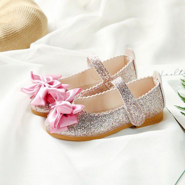 2020 new children's shoes summer Korean girls' single shoes bright leather princess shoes bow leather shoes flat shoes elegant