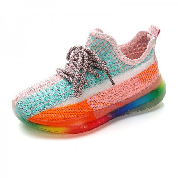 Children's sports shoes spring and summer 2020 new baby rainbow coconut SHOES GIRLS mesh breathable boys' shoe trend