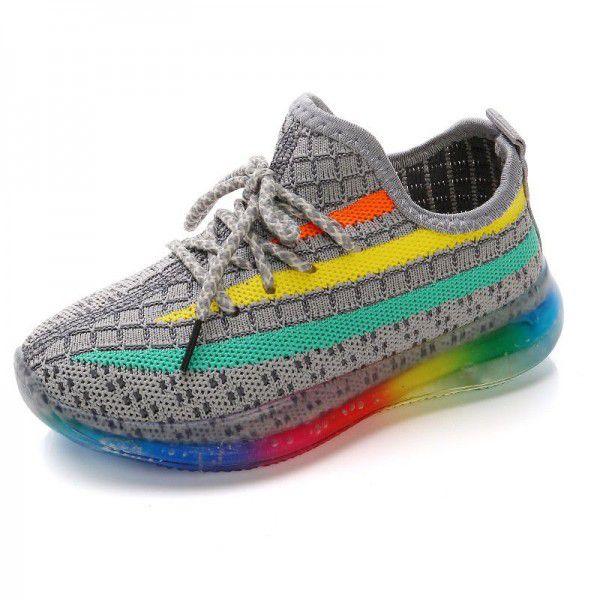 Children's sports shoes spring and summer 2020 new baby rainbow coconut SHOES GIRLS mesh breathable boys' shoe trend