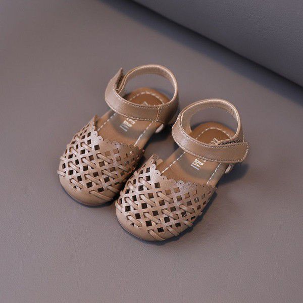 Girls' knitting shoes 2020 summer new baby shoes Korean hollow princess shoes Soft Sole Baby walking shoes
