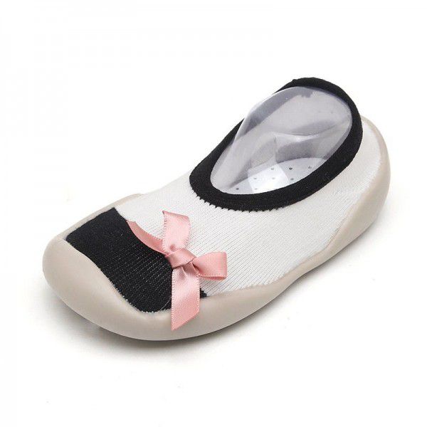 Mipaixing girls' walking shoes non slip Soft Sole Baby floor shoes bowknot indoor baby socks shoes outdoor spring and summer
