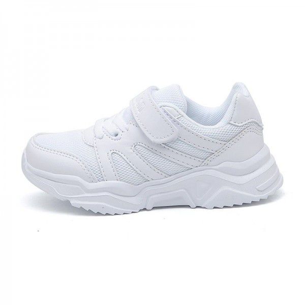 Children's sports shoes mesh breathable ultra light white student wave shoes antiskid wear-resistant middle and large children's white shoes spring and summer