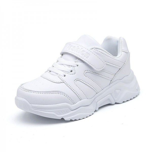 Children's sports shoes mesh breathable ultra light white student wave shoes antiskid wear-resistant middle and large children's white shoes spring and summer