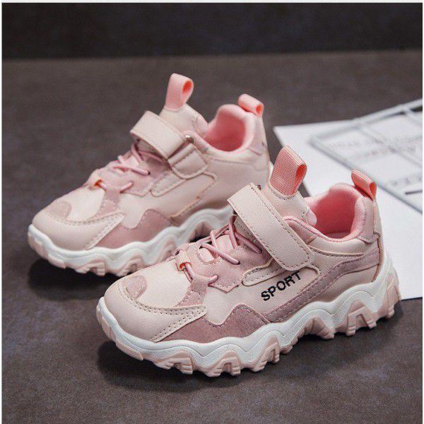 2020 spring new children's sports shoes boys' casual shoes girls' running shoes non slip mesh students' wave shoes