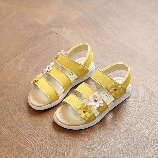 Children's sandals 2020 summer new girls' sandals flower princess shoes student Roman shoes