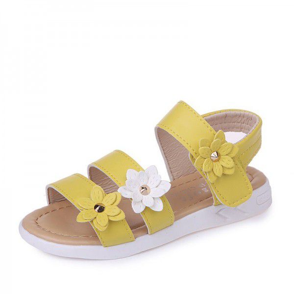 Children's sandals 2020 summer new girls' sandals flower princess shoes student Roman shoes