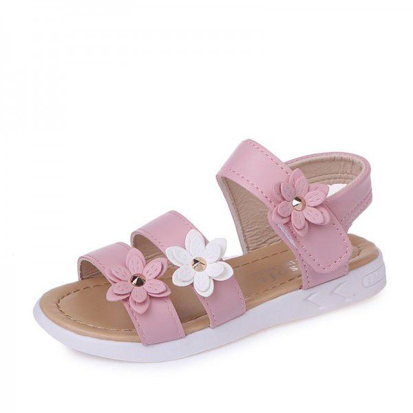 Children's sandals 2020 summer new girls' sandals flower princess shoes student Roman shoes