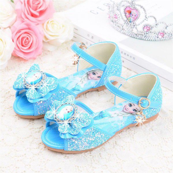 Girls' Sandals New children's princess shoes in summer 2020 soft bottom little girl fish mouth sandals ice snow shoes