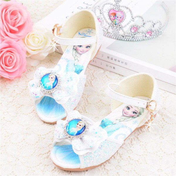 Girls' Sandals New children's princess shoes in summer 2020 soft bottom little girl fish mouth sandals ice snow shoes