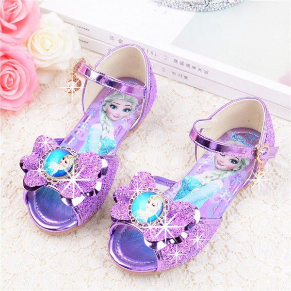 Girls' Sandals New children's princess shoes in summer 2020 soft bottom little girl fish mouth sandals ice snow shoes