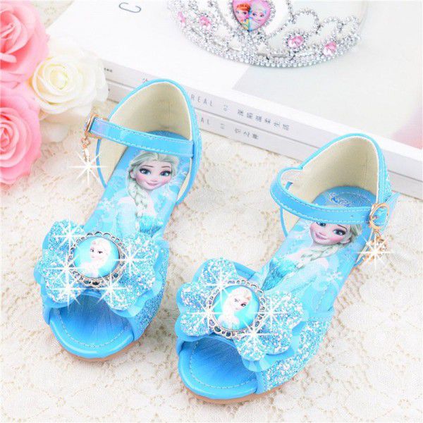 Girls' Sandals New children's princess shoes in summer 2020 soft bottom little girl fish mouth sandals ice snow shoes