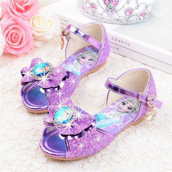 Girls' Sandals New children's princess shoes in summer 2020 soft bottom little girl fish mouth sandals ice snow shoes