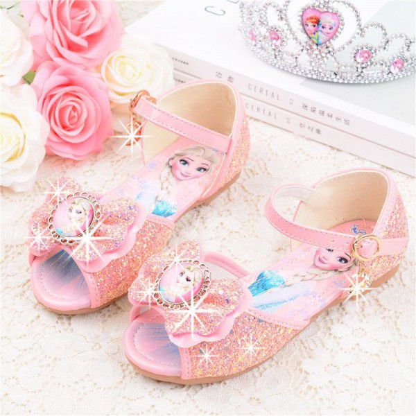 Girls' Sandals New children's princess shoes in summer 2020 soft bottom little girl fish mouth sandals ice snow shoes