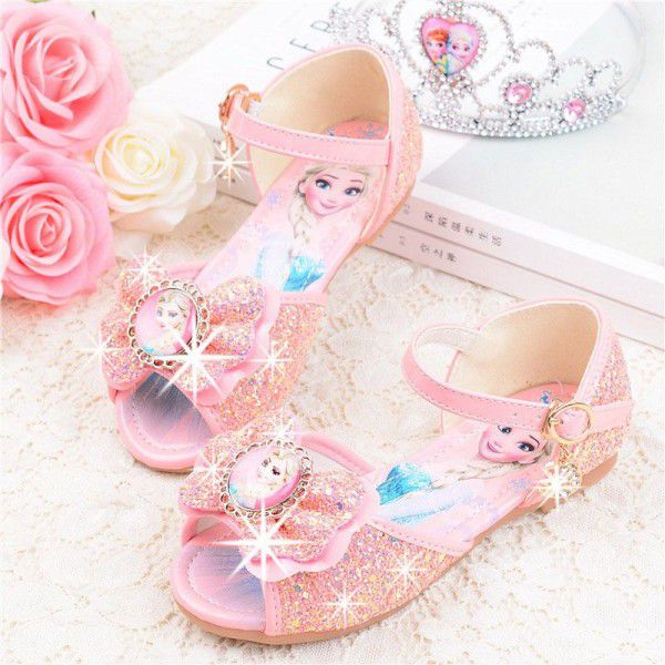 Girls' Sandals New children's princess shoes in summer 2020 soft bottom little girl fish mouth sandals ice snow shoes