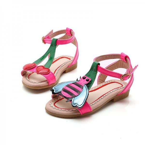 Little bee girls' sandals 2020 summer new Korean anti slip children's beach shoes sweet flat bottom princess shoes trend
