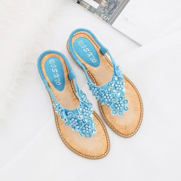 New Bohemian hand-made round head and toe sandals for women in 2019 summer
