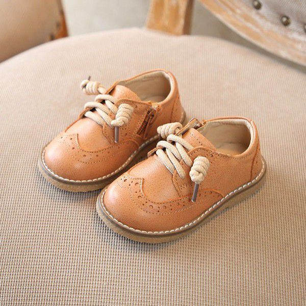 Children's shoes retro British style children's shoes spring and autumn new baby shoes leather soft sole single shoes for boys and girls
