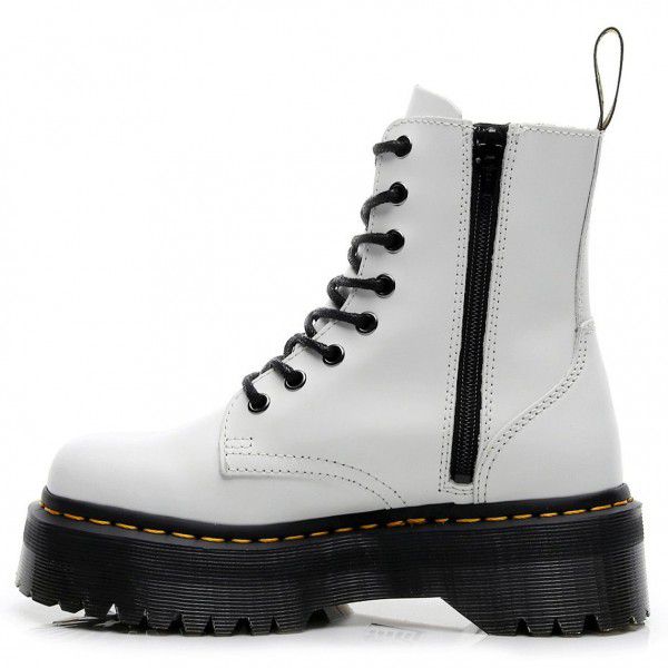 Thick soled 8-hole Martin boots with side zipper British women's short boots, muffin bottoms, lace up work boots 