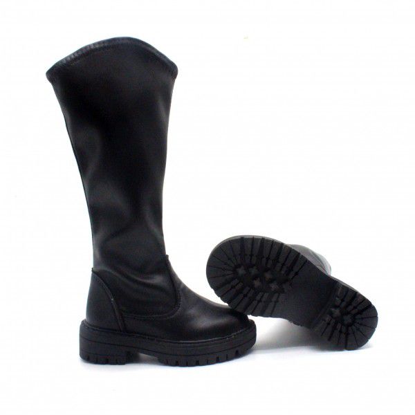 Autumn and Winter New Fashion Super Fiber Side Zipper Soft High Sleeve Girls' Boots Small and Medium Girls 