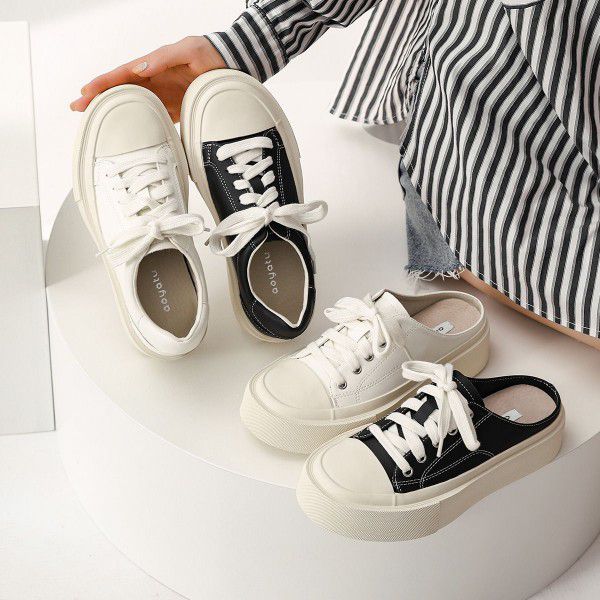 Genuine leather small white shoes, thick soled biscuit shoes, new style shoes, versatile for children, summer students, taller, small casual board shoes 