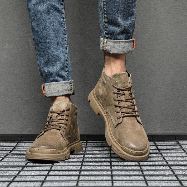 Men's Martin Boots, Men's Genuine Leather Boots, Casual Trend, High Help Work Wear Shoes, Single Boots, Spring New Men's Shoes 