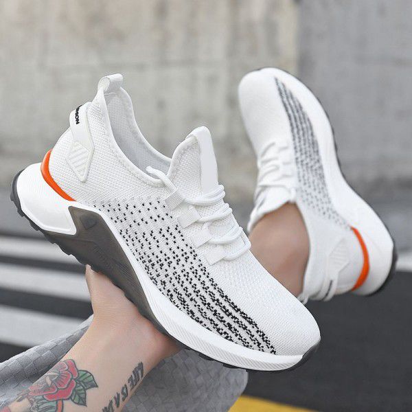 Men's shoes Summer breathable new sports shoes Men's running flying woven mesh low top casual shoes trend 