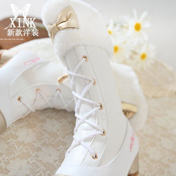 Girls' Boots Autumn and Winter New Lolita Martin Boots Little Girls' High Sleeve Boots Princess Leather Long Boots Children's High Heels 