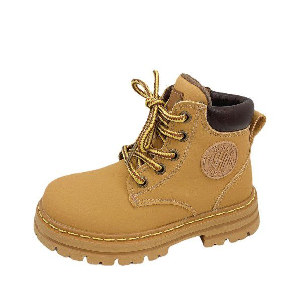 Children's Little Yellow Boots Autumn and Winter New Children's Shoes Boys and Girls' Martin Boots Middle and Big Children's Leather Boots 