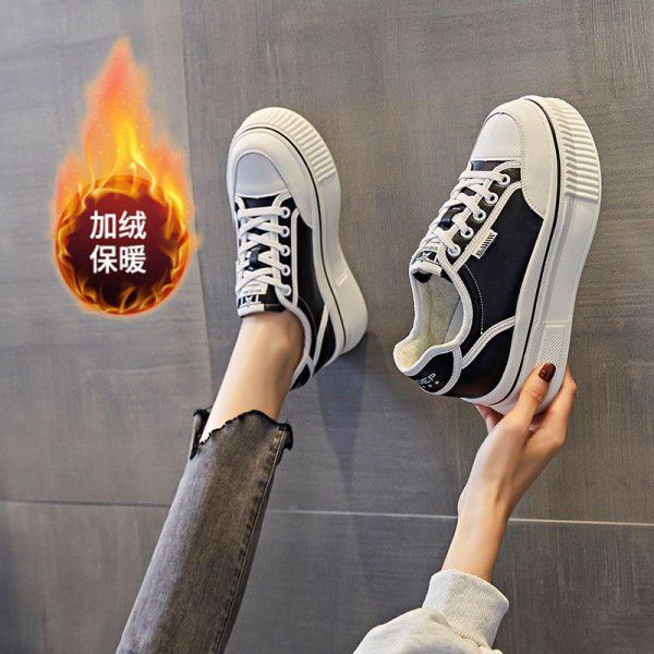 Genuine leather small white shoes for women's autumn new casual and versatile breathable board shoes with thick soles and elevated inner height for women's shoes 